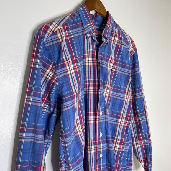 Vineyard Vines Blue Red Long Sleeve Plaid Button Up Whale Shirt Size Small Men's - Picture 3 of 10